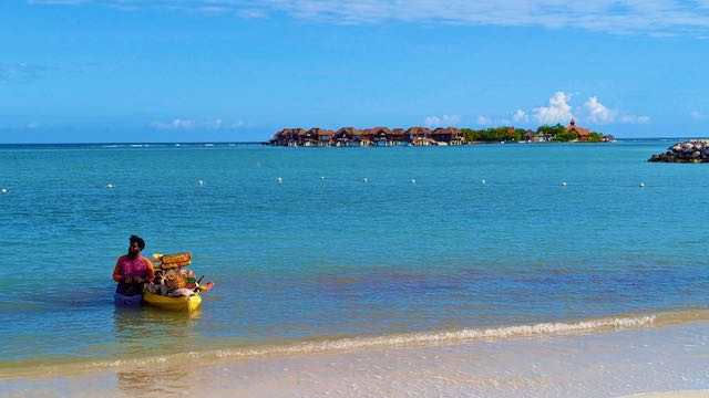 First Hand Exclusive on All-Inclusive resorts Jamaica, Montego Bay Jamaica Riu Reggae adults-only resort, Boats come to shore with souvenirs and gifts